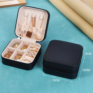 Wholesale Custom Logo Portable PU Jewelry Packaging Box <b>Ring</b> Earrings Necklace Display <b>Storage</b> case Jewelry Box with Mirror - Product Image 3