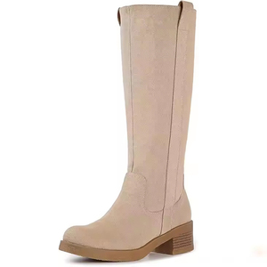 Fabrication Prix Conte Femmes Plate-Forme Confortable Extensible Fermeture Éclair Latérale Bout Rond Chunky Bloc Talon Long Genou Bottes Hautes - Product Image 1