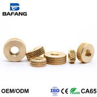 Industrial Knurled Brass Insert Nut M6 Copper Knurl Hand Screw Nut Brass Threaded Fastener Nuts for Plastic Injection Molding