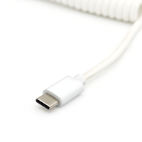 Jaket TPU dengan kabel elastis USB C 3A 60W, kabel kumparan melengkung tembaga murni Spiral USB Tipe C untuk komputer