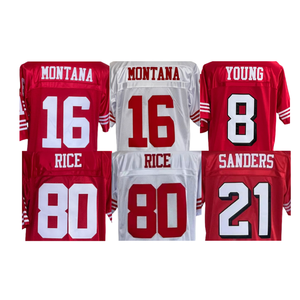 2025 nuove maglie da Football americano ricucite bianche rosse vecchio stile #16 #80 #8 #42 #21 taglie forti traspiranti - Product Image 1