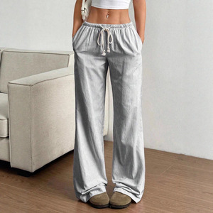 RUICHI Autumn New Women's Casual Pants with Striped Low-Waist Loose Floor-Length Sweet <strong>Wide</strong>-<strong>Leg</strong> <strong>Trousers</strong> - Product Image 3