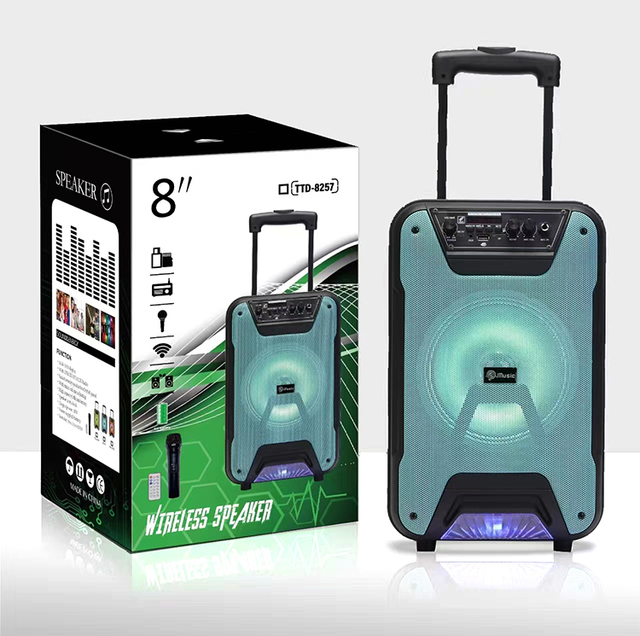 High Quality 8 Inch Trolley Wireless Portable Party Dj Microphone Speakers Audio System Sound Professional Music Boombox