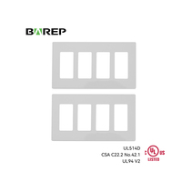 Plaque murale BAREP 4 modules sans vis pour prises Decora, homologuée CULus UL94 V2 PC, pour prises et interrupteurs duplex standard américains
