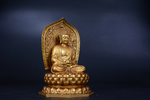 宗教的なブロンズメッキ三宝仏像デジタルプリント動物彫刻鋳造クリスマスメタルアートギフト - Product Image 4