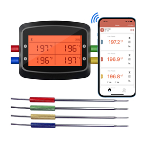 Nhà Bếp Thực Phẩm 4 Đầu Dò Từ Xa Nướng Thịt Nướng Nấu Ăn Nhiệt Kế Không Dây Bluetooth Di Động BBQ Thịt Nhiệt Kế Cho Hút Thuốc Lò - Product Image 2