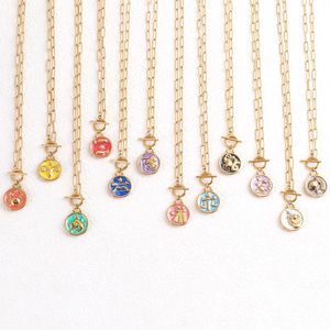 Moda oro placcato 12 costellazioni astrologia oroscopo gioielli segno zodiacale collana individualità - Product Image 6