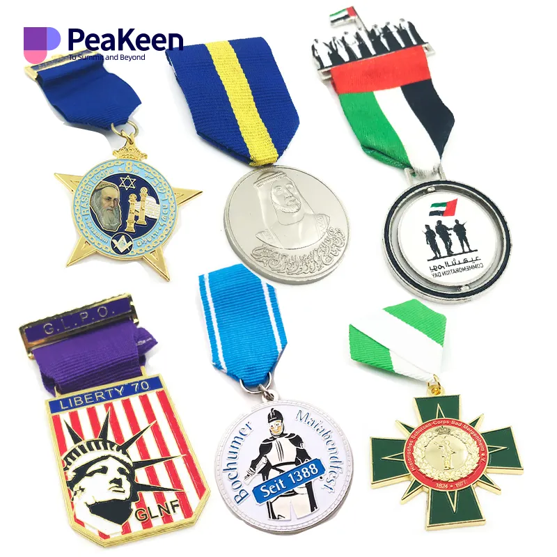 メーカーカスタム中東メダラメダリオンメタルバッジ3Dアクティビティメダルとリボン付き名誉メダル