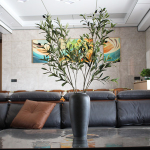 Branches d'<span class=keywords><strong>olivier</strong></span> artificielles de qualité supérieure, verdure synthétique réaliste pour hôtel de luxe, hall, restaurant, vase - Product Image 3