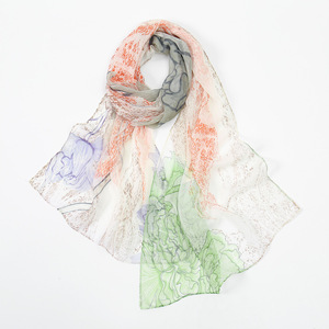 Écharpe élégante pour femme en mousseline imprimé léopard, longue écharpe classique en soie légère, motif floral <span class=keywords><strong>rose</strong></span>, protection solaire - Product Image 5