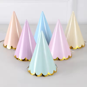 Chapeau d'anniversaire conique coloré unisexe avec bordure dorée, décoration de fête essentielle pour enfants et adultes, accessoires pour photomaton - Product Image 1