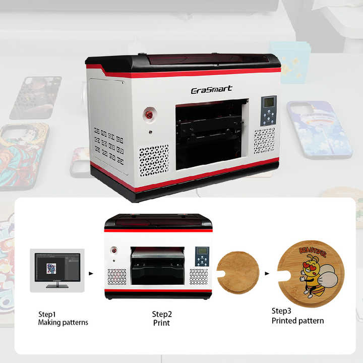 Erasmart Brother Inject Printer Automatic 3d UV Flatbed Printer UV Printer for Phone case Mug Cup