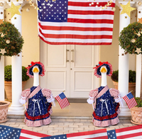 Décoration de jardin à carreaux en polyester pour la fête de la Saint-Jean, costume de canard géant de 23 pouces pour l'intérieur et l'extérieur