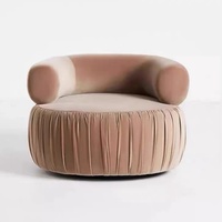 Fauteuil individuel moderne et luxueux en velours plissé, pivotant, pour salons et hôtels - Vente directe usine