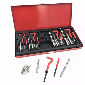 Kit d'outils de réparation de filetage HSS forets robinets Inserts filetés Kit d'outils d'installation jeu de douilles 131 pièces