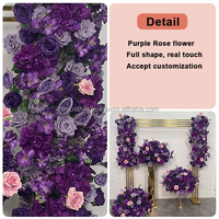 Arrangement floral artificiel en rose violette lisse, rose artificielle pour la décoration de table de mariage, centre de table et décoration de fond