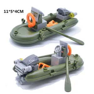 Amazon Hot Rubber Boat Ship SWAT Navy Commando Soldiers Accessories Army Military Building Blocks Brick Sets Kid Toys