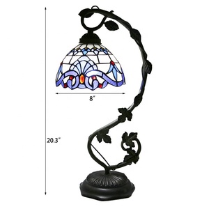<span class=keywords><strong>Lampe</strong></span> de bureau méditerranéenne en verre teinté artisanal LongHuiJing, 8 pouces de haut, <span class=keywords><strong>lampe</strong></span> de table LED pour chambres à coucher - Product Image 6