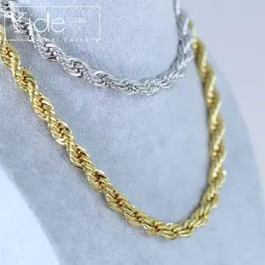 2021 Daily wear twisted link chain sterling silver plated rope chain choker necklace