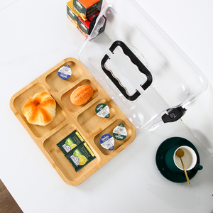 Vassoio per Formaggi e Salumi in Bambù con 6 Scomparti e Coperchio Trasparente con Chiusura per <span class=keywords><strong>Picnic</strong></span> - Product Image 6