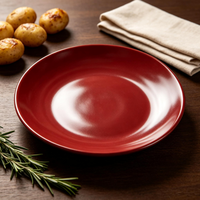 Vaisselle en porcelaine émaillée rouge de qualité supérieure, personnalisable, résistante au lave-vaisselle, durable pour l'hôtellerie, la restauration à domicile et l'usage domestique.