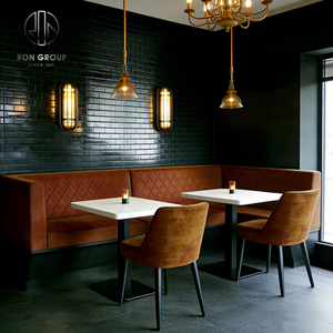 Muebles Comerciales Ron Group, Mesa Cuadrada de Mármol, Silla Tapizada en Terciopelo, Cabina de Cuero para <span class=keywords><strong>Restaurante</strong></span> - Product Image 2