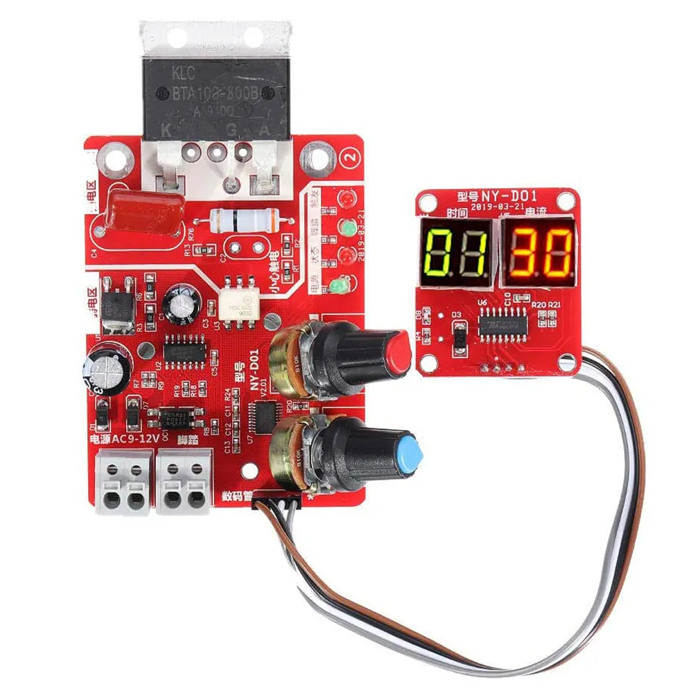 Panel Controlador de transformador de tiempo de soldadura y corriente, pantalla Digital NY-D01 100A 40A, amperímetro, soldadores de punto, placa de Control