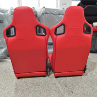 Siège de course adaptable pour voiture avec double rail coulissant réglable, en PVC rouge, éponge et daim, ajustement standard