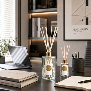 Aikun XL Cylinder Glass Long Lasting <b>Reed</b> <b>Diffuser</b> with Any Scent Gold Seal Logo Ivory Gift Box Quality Checked for Retailers - Product Image 3