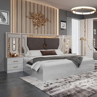 Ensemble de lit king size turc en gros, ensembles de chambre à coucher de luxe complets, chambre double pour adultes, cadre en bois, ensemble de meubles de chambre à coucher modernes