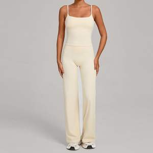 Ensemble de survêtement de sport personnalisé avec logo, pour la salle de sport, le yoga, coupe ajustée, dos carré, veste de course en plein air - Product Image 3