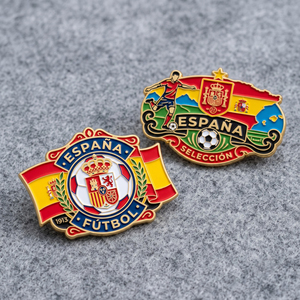 Venta al por Mayor de Pins Personalizados de Alta Calidad Chapados en Oro con el Logotipo de la Selección Española de Fútbol, Recuerdo de Partidos Internacionales, Promoción de Eventos - Product Image 2
