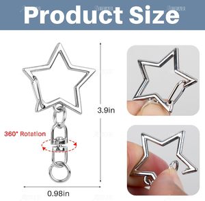 AUEAR Llavero de Plata con Mosquetón Metálico para DIY, Hebilla Colgante y Accesorios para Bolsos, Anillo Creativo para Llaves, Diseño de Estrella - Product Image 3