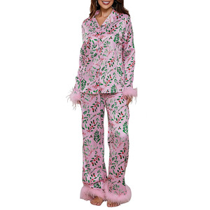 طقم نسائي صيفي من قطعتين مزين بريش الكريسماس متناسقة للفتيات - Product Image 6