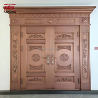 Porte d'entrée moderne de luxe Daoming en acier style cuivre pour villa et hôtel, à battants, couleur/taille personnalisable, extérieur méditerranéen