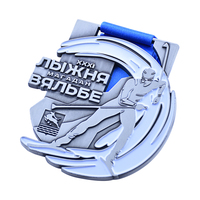 Médaille de ski avec logo personnalisé en argent antique Médailles personnalisées en émail argent antique Concevez votre propre prix de compétition Artisanat en métal