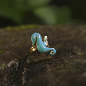 แหวนม้าน้ำ สแตนเลส 316L ชุบทอง PVD เครื่องประดับแฟชั่น - Product Image 3