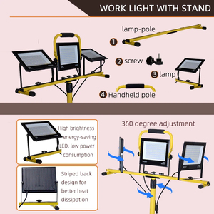 20000 Lumen Work <b>Lights</b> With Stand 200W Dual Head <b>LED</b> <b>Light</b> Waterproof Lamp Individual Switch Adjustable Tripod WD-660 Tripod Wo - Product Image 4