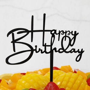 ชุดตกแต่งหน้าเค้กขายส่ง อุปกรณ์ตกแต่งอะคริลิค ป้ายแฮปปี้เบิร์ธเดย์สำหรับคัพเค้กและเค้ก - Product Image 2