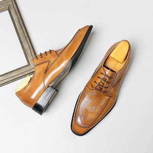 Fashionable Gentleman Pointed Business <b>Shoes</b> Cowhide Men's Trendy Casual Lace-up Waterproof Breathable Anti-Slip Autumn <b>Height</b> - Product Image 2