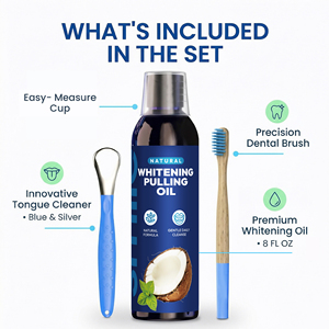 Bain de <span class=keywords><strong>bouche</strong></span> blanchissant à l'huile de coco pressée à froid, élimine <span class=keywords><strong>la</strong></span> mauvaise haleine et les odeurs, rinçage longue durée, enrichi en vitamine E de qualité alimentaire - Product Image 2