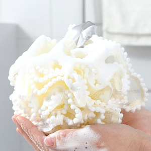Bath Sponge Ball Soft Polyester For Scrubbing And Lathering White - Product Image 2