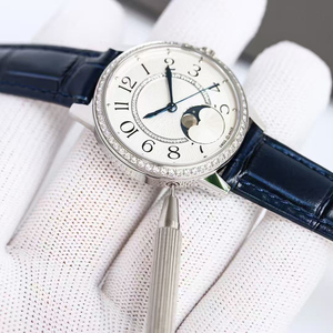 Reloj de Diseño para Mujer 2026, Correa de Cuero Azul, Caja con Moissanita, Esfera con Fase Lunar, Cristal de Zafiro, Reloj de Alta Gama Resistente al Agua - Product Image 1