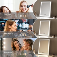 Miroir de bureau carré intelligent avec écran LED et cadre en métal et verre, éclairé, personnalisable avec logo et design sur mesure