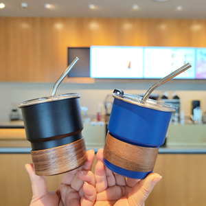 Stainless Steel Coffee Mug 300ml With Straw Outdoor Camping Cup Simple Design For Travel And Gift - Product Image 4
