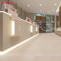 Comptoir de caisse de pharmacie en surface solide avec éclairage LED, comptoir de réception moderne pour clinique dentaire pour 3 personnes
