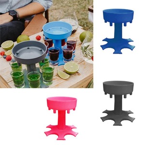 Support Distributeur de Verres à 6 Emplacements en Plastique, Ensemble de Service de Boissons Bleu Gris Rose Rouge, Porte-Verres Individuels Blancs, Idéal pour les Fêtes - Product Image 3