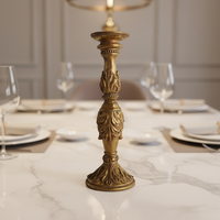 Grand bougeoir unique de style européen étanche en couleur or antique Bougeoir de table pour pilier et bougie conique