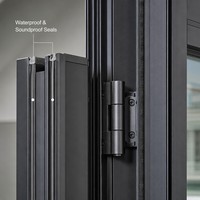Porte pliante en aluminium extrudé insonorisée et étanche de style français sur mesure pour salon, design pliable