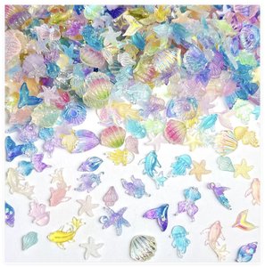 Coquillages en résine scintillante colorée pour nail art, breloques étoiles de mer pour bijoux, pendentifs, pinces à cheveux, thème océan, monde sous-marin, jouet de plage estival - Product Image 1